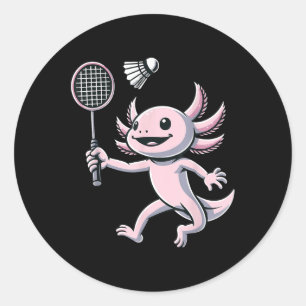 Pegatina Redonda Ajolote Jugador de Bádminton Lanzadera Deporte 