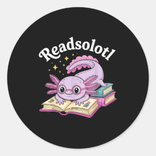 Pegatina Redonda Ajolote lee sololotl lectura divertida linda kawai