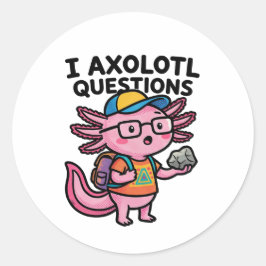Pegatina Redonda Ajolote nerd sarcástico I Preguntas de ajolote Mem