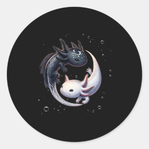 Pegatina Redonda Ajolotes Yin Yang Gráfico Japonés Arte Anime Axolo