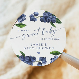 Pegatina Redonda Ajuar de bebé Blueberry Berry Sweet Baby
