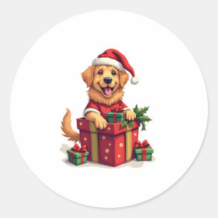 Pegatina Redonda Ajuste de regalo de Golden Retriever