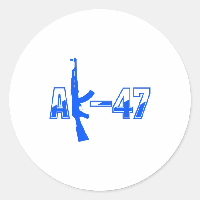 Pegatina Redonda AK-47 AKM Assault Rifle Logo Blue.png (Anverso)