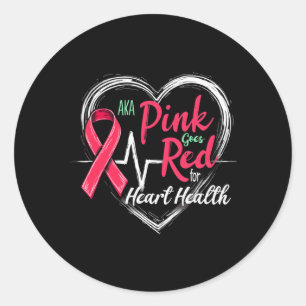 Pegatina Redonda Aka Pink se vuelve Red Heart Health Awareness Cost