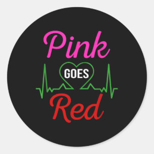 Pegatina Redonda Aka Pink se vuelve rojo para la concientización so