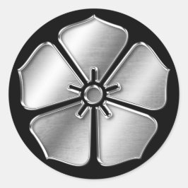 Pegatina Redonda Akechi Clan Kamon Silver Chrome