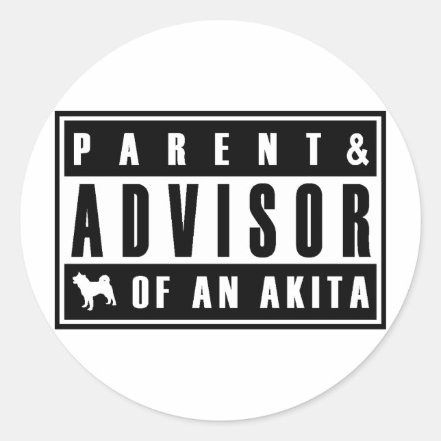 Pegatina Redonda Akita (Anverso)