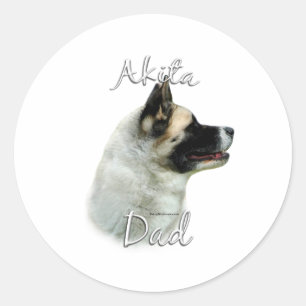 Pegatina Redonda Akita Dad 2