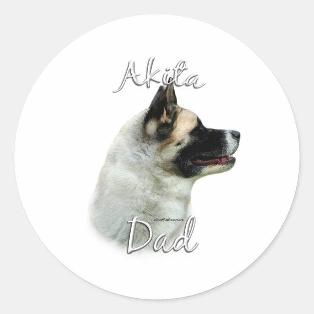 Pegatina Redonda Akita Dad 2 (Anverso)