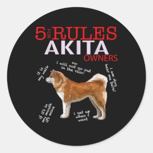 Pegatina Redonda Akita Dog   5 Propietario de perros Akita
