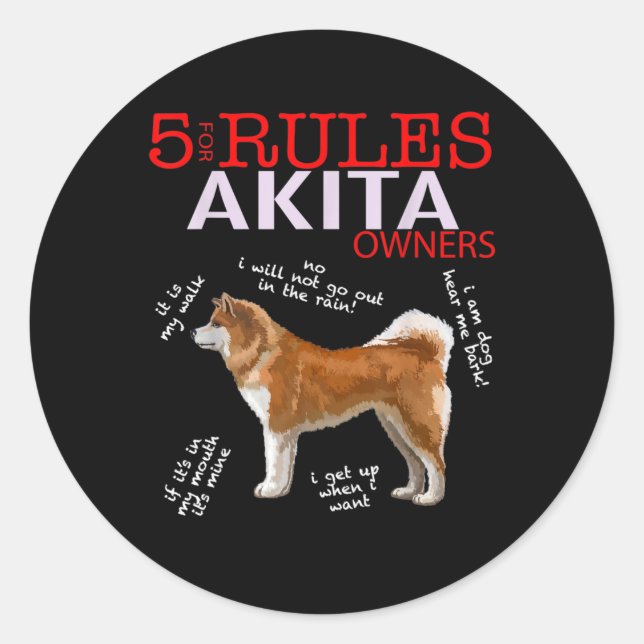 Pegatina Redonda Akita Dog | 5 Propietario de perros Akita (Anverso)