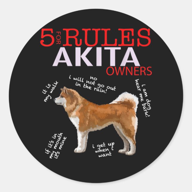 Pegatina Redonda Akita Dog | 5 Propietario de perros Akita (Anverso)