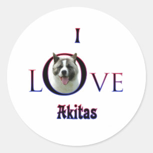 Pegatina Redonda Akita I Love