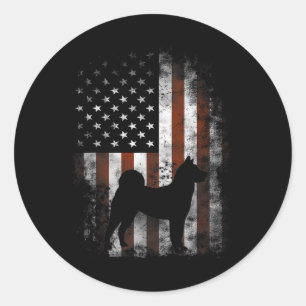 Pegatina Redonda Akita Inu Bandera Americana Patriótica 4 De Julio 