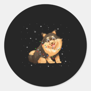 Pegatina Redonda Akita Inu Dog Xmas enciende Santa Navidades