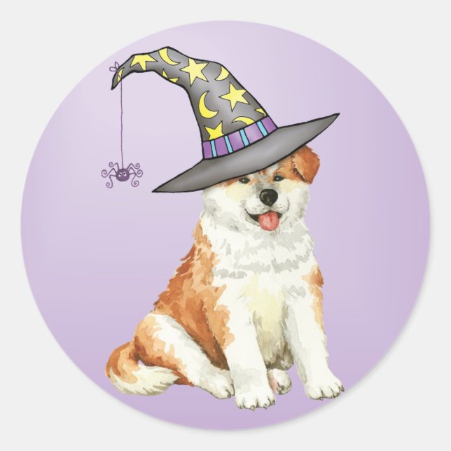 Pegatina Redonda Akita Witch (Anverso)