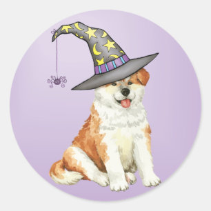 Pegatina Redonda Akita Witch