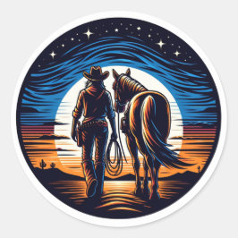 Pegatina Redonda Al atardecer