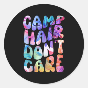 Pegatina Redonda Al Cabello Del Campamento No Le Importa La Campaña