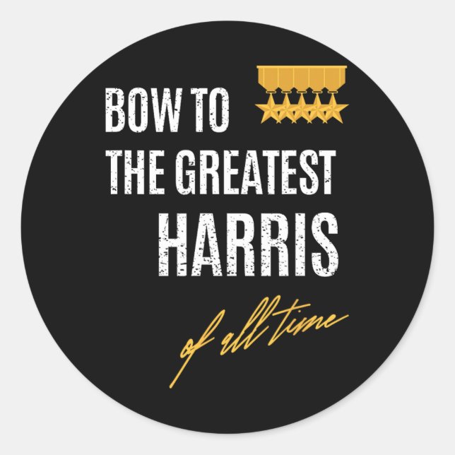 Pegatina Redonda Al Mayor Harris De Todos Los Tiempos Dados Primero (Anverso)