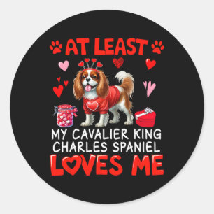 Pegatina Redonda Al Menos Cavalier King Charles Spaniel Me ama V