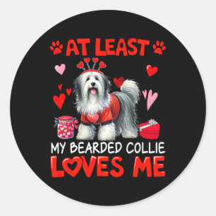 Pegatina Redonda Al Menos Mi Collie Con Cabeza Me Ama San Valentín