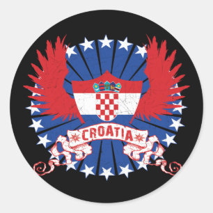 Pegatina Redonda Ala de Croacia