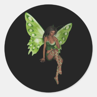 Pegatina Redonda Ala Verde Lady Faerie 6 - Hada 3D -