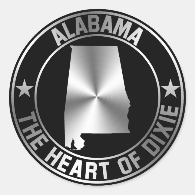 Pegatina Redonda Alabama Emblem (Anverso)