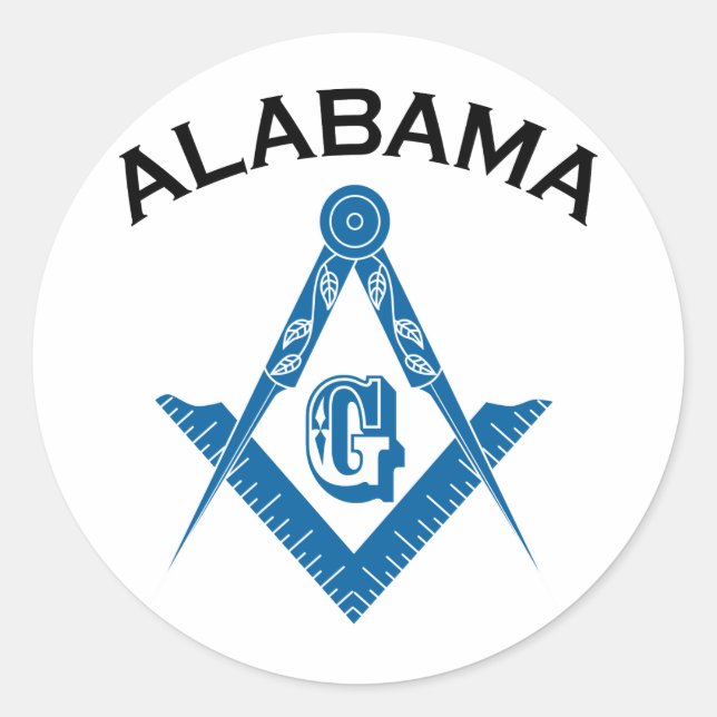 Pegatina Redonda Alabama Freemason (Anverso)