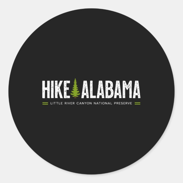 Pegatina Redonda Alabama Hike Little River Canyon Tree Retro Graphi (Anverso)