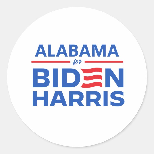 Pegatina Redonda Alabama para Biden Harris (Anverso)