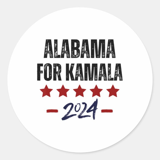 Pegatina Redonda Alabama Para Kamala 2024 Dnc Kamala Harris Apodado (Anverso)