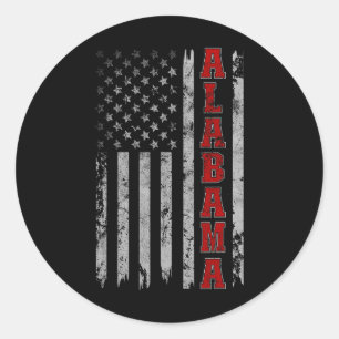 Pegatina Redonda Alabama - Viejos Mares Patrióticos De Bandera De E
