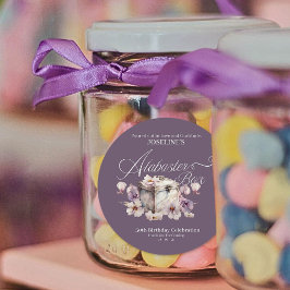 Pegatina Redonda Alabaster Box Purple Birday