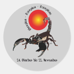 Pegatina Redonda Alacrán el 24. octubre hasta el 22. noviembre