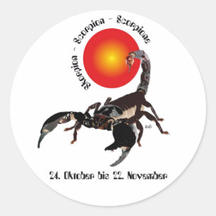 Pegatina Redonda Alacrán el 24. octubre hasta el 22. noviembre