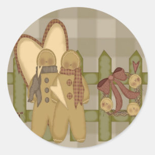 Pegatina Redonda Alambre de hilo roscado de los hombres de jengibre