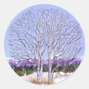 Pegatina Redonda Álamos tembloses gemelos