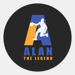 Pegatina Redonda Alan Personalizado Player Basketball Tu Nombre La