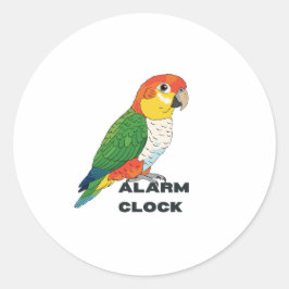 Pegatina Redonda Alarm Clock Sun Conure – Loud Parrot Design