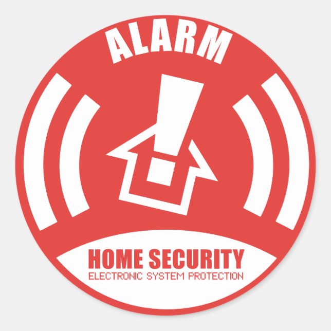 Pegatina Redonda Alarm sticker warning security home (Anverso)