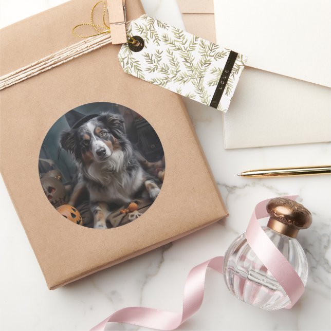 Pegatina Redonda Alarma de Halloween de las calabazas del pastor au (Regalar)