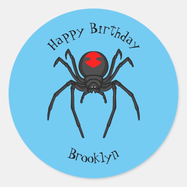 Pegatina Redonda Alarmante ilustracion personalizado de araña de vi (Anverso)