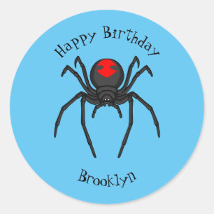 Pegatina Redonda Alarmante ilustracion personalizado de araña de vi