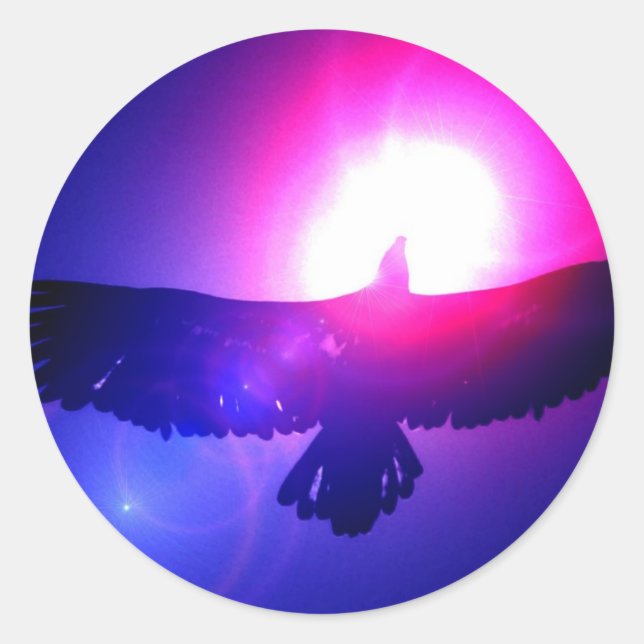 Pegatina Redonda Alas de águila - Águila en vuelo (Anverso)