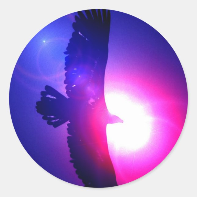 Pegatina Redonda Alas de águila - Águila en vuelo (Anverso)