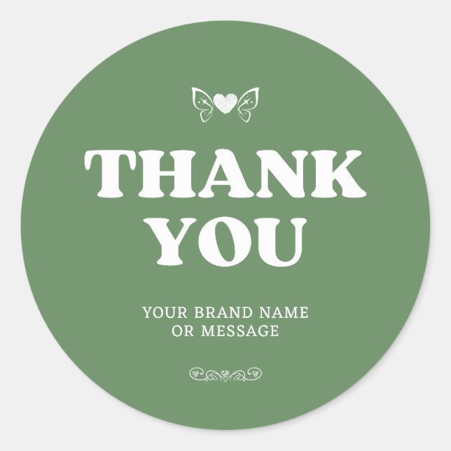 Pegatina Redonda Alas de Corazón de Sabio Oscuro Agradecimiento Neg (Anverso)