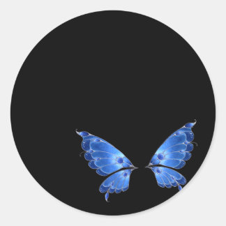 Pegatina Redonda Alas de mariposa azul