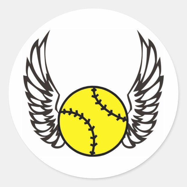 Pegatina Redonda alas de softball (Anverso)